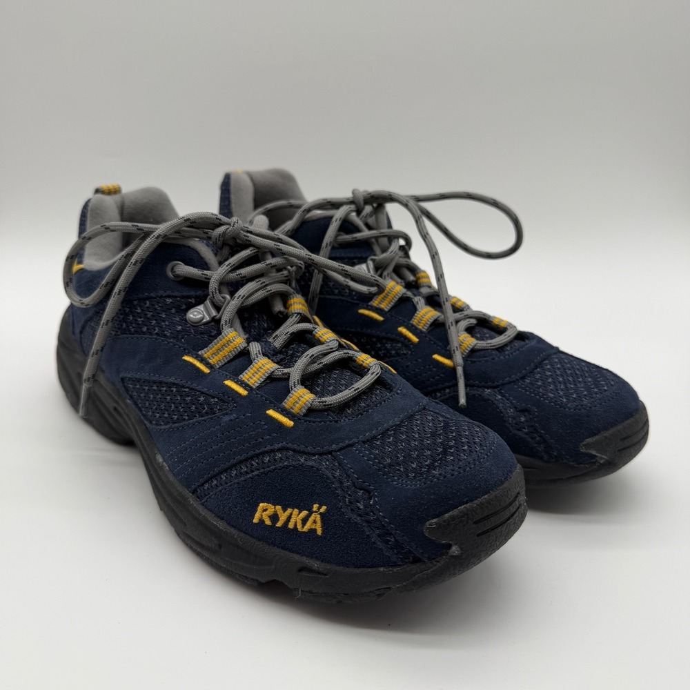 RYKA Women's Distance Plus Outdoor Walking Shoes Blue Suede & Gold Size 10